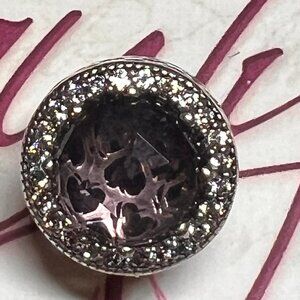 Authentic Pandora Hearts Charm with Blush Pink Crystal Charm #791725NBP